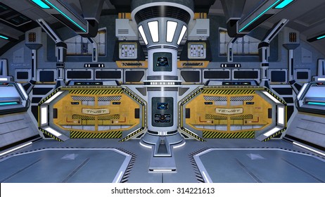 3D Illustration Of Inside Space Station