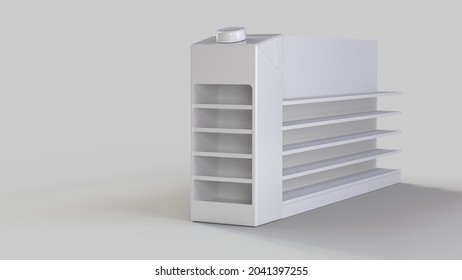 3d Illustration Instore Retail Fsu Gondola End Shelves