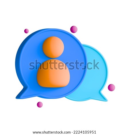 3D Illustration Interaction, chats, bubble chat, user