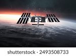 3D illustration of International space station at Earth orbit. High quality digital space art in 5K - realistic visualization