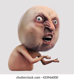 3D Illustration. Internet Meme Why You No. Rage Face. Isolated