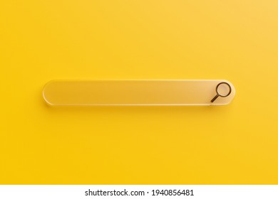 3d illustration of an internet search page on a yellow background. Search bar  icons