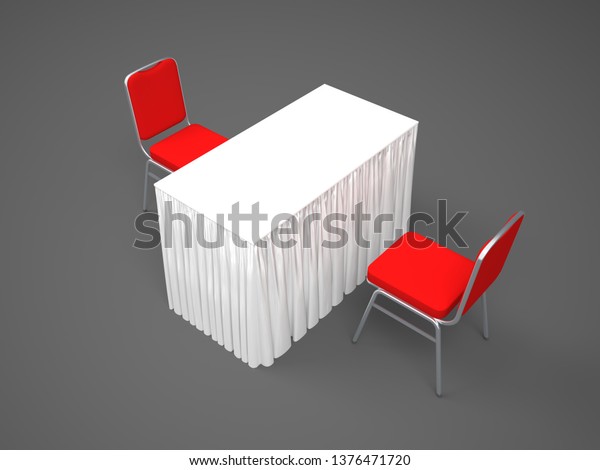 3d Illustration Interview 2 Chair Table Royalty Free Stock Image