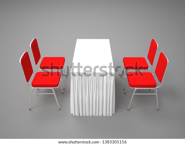 3d Illustration Interview 4 Chair Table Stock Image Download Now