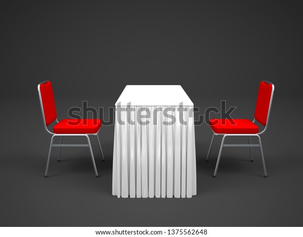 3d Illustration Interview Chair Table Cover Stock Illustration