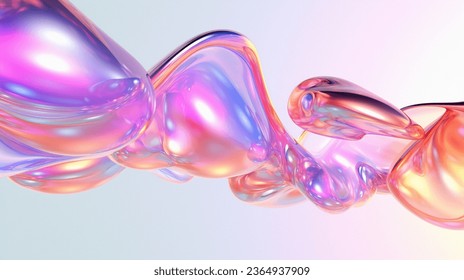 3d illustration of iridescent flowing multicolored gradient substance. Abstract holographic background. - Powered by Shutterstock