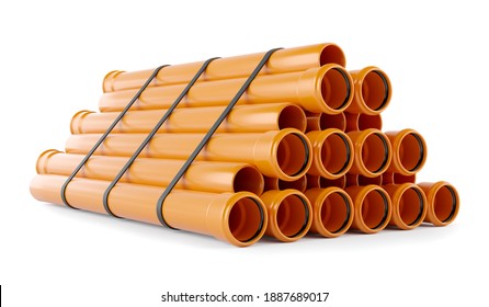 3D Illustration, Isolated On White Background PVC Sewer Pipe