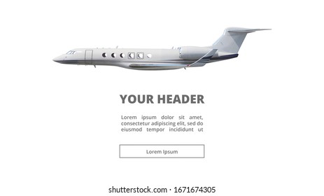 3d Illustration. Isolated  Private Jet On White Background.