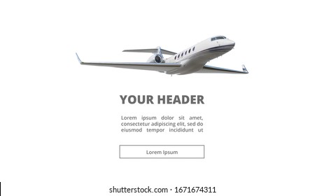 3d Illustration. Isolated  Private Jet On White Background.