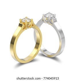 145 Diamond Ring Yellow Gold Isolated On White Engagement Solitaire ...