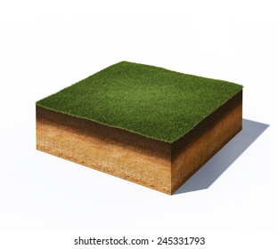 3d Illustration Of Isometric Cross Section Of Ground With Grass Isolated On White