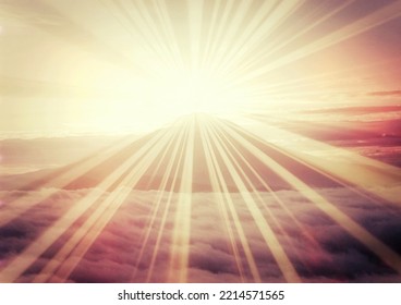 3d Illustration Of Japanese Mount Fuji And Sun Rays