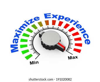 3d illustration of knob set at maximum for maximize experience
