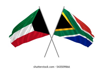 3d Illustration Kuwait South Africa Crossed Stock Illustration ...