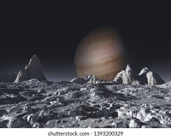 3d Illustration Of A Landscape On The Moon Europa, Of The Planet Jupiter