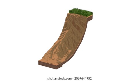 3D Illustration Landslide Erosion Diagram