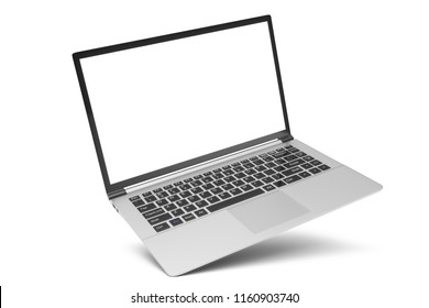 3D illustration Laptop isolated on white background. Laptop with empty space, screen laptop at an angle.