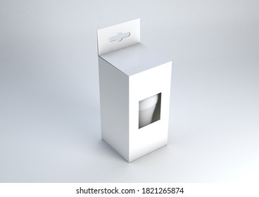 3D Illustration Of A LED Bulb Packaging Mockup. Blank