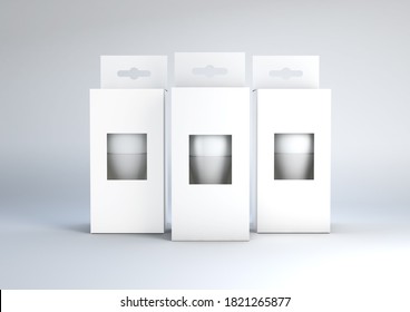 3D Illustration Of A LED Bulb Packaging Mockup. Blank