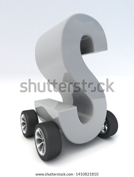 3D illustration of\
letter S with wheels