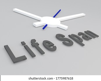 3D Illustration Of Life Span Title With A Clock As A Background