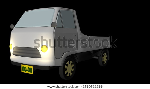 3D illustration, Light truck night light,\
car illustration