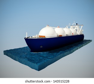 3d Illustration Of Liquefied Natural Gas Tanker