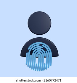 3d Illustration Of Log In Security People Icon With Finger Print 3d Render Style