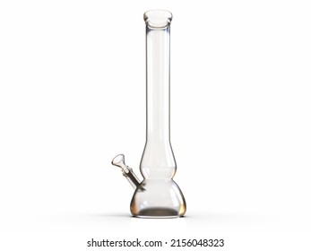 3D Illustration: A Long Glass Water Bong Smoking Pipe