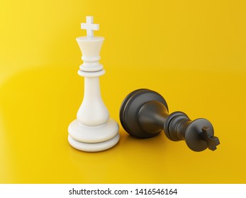 3d Illustration. Lost Chess Piece, Falling Chess. Victory And Strategy Concept.