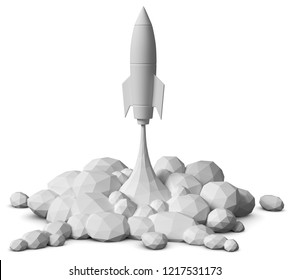 3d Illustration Low Poly Rocket