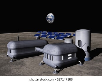 3d Illustration Of A Lunar Base
