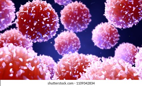 3d Illustration Lymphocytes, T Cells Or Cancer Cells