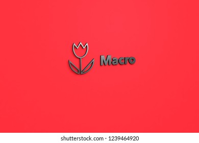 3D Illustration of Macro with grey text on red background