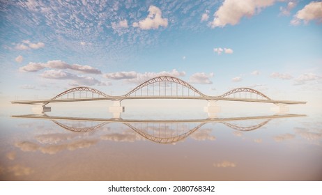 3d illustration of main bridge component of arch bridge