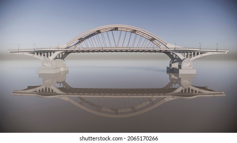 3d Illustration Of Main Components Of Through Arch Bridge