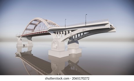 3d Illustration Of Main Components Of Through Arch Bridge