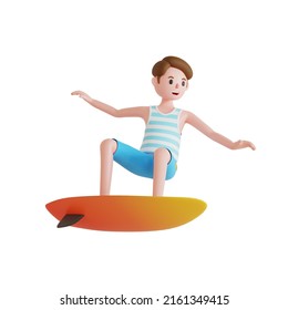 3d illustration of male character surfing. 3d rendering. - Powered by Shutterstock