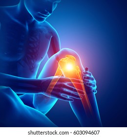 3d Illustration Of Male Knee Pain