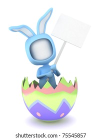 3D Illustration Of A Man In An Easter Bunny Suit