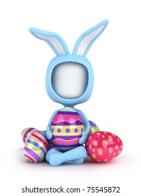 3D Illustration Of A Man In An Easter Bunny Suit