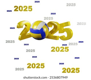 3D illustration of Many Beach Volleyball 2025 Designs with a White Background - Powered by Shutterstock