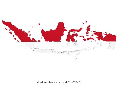 3d Illustration Map Indonesia Colors National Stock Illustration 