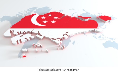 Singapore 3d Map Flag Transportation Tourism Stock Vector (Royalty Free ...