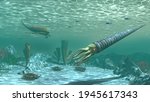 3D illustration of the marine life in the Ordovician period