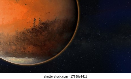 3D Illustration Of Mars Empty Image And Text Place Holder For Web Articles, Backgrounds And Videos