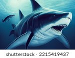 3d Illustration of a megalodon shark, prehistoric sea creature, predator of pliocene, extinct species