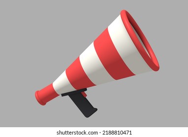 3d Illustration. Megaphone Object. Cartoon Voice Amplifier. Red And White Device