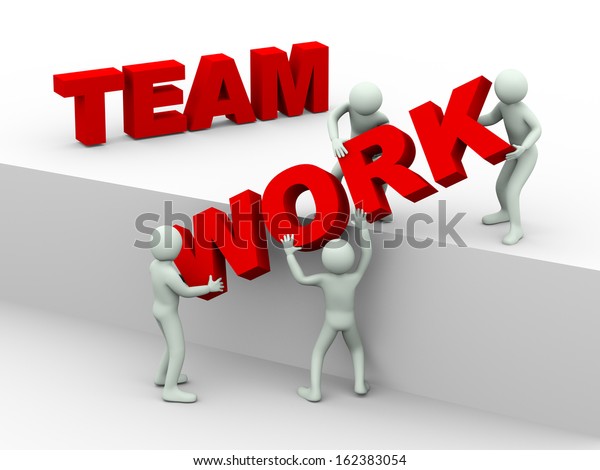 3d Illustration Men Working Together Placing Stock Illustration ...