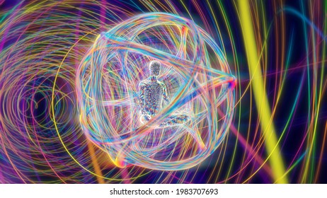 3d illustration merkabah flight in metaphysical space